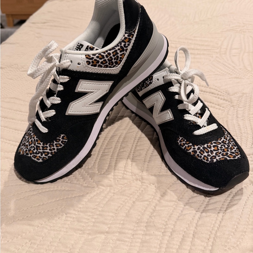 New Balance Women's Black and Leopard Sneakers